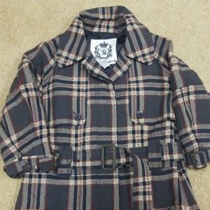 BB Dakota plaid trench coat